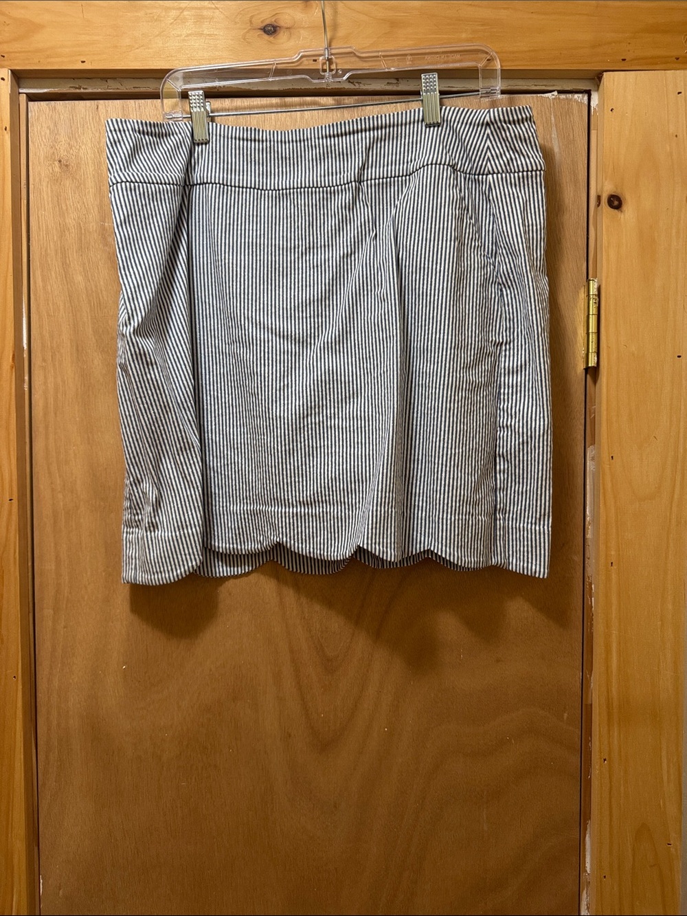 Tribal White & Black Striped Scallop-Hem Mini Skort